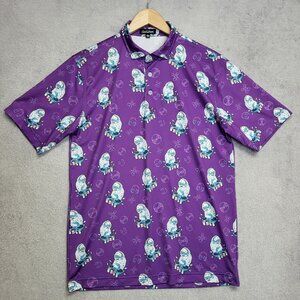 Snowman Golf Polo Shirt Mens Medium Purple Dj Yeti Short Sleeve Performance